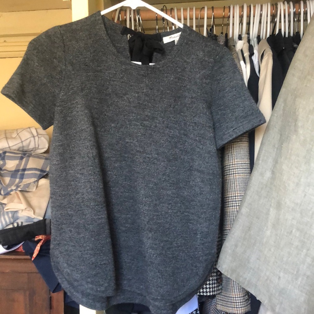 Black tweed knit top